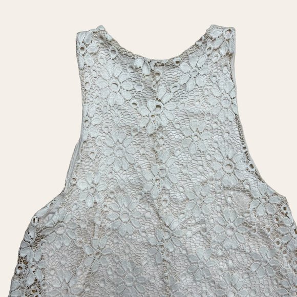 Ginger G A-Line Dress Medium M Cream Full Lace Lined Knee Length Stretch - Picture 12 of 16